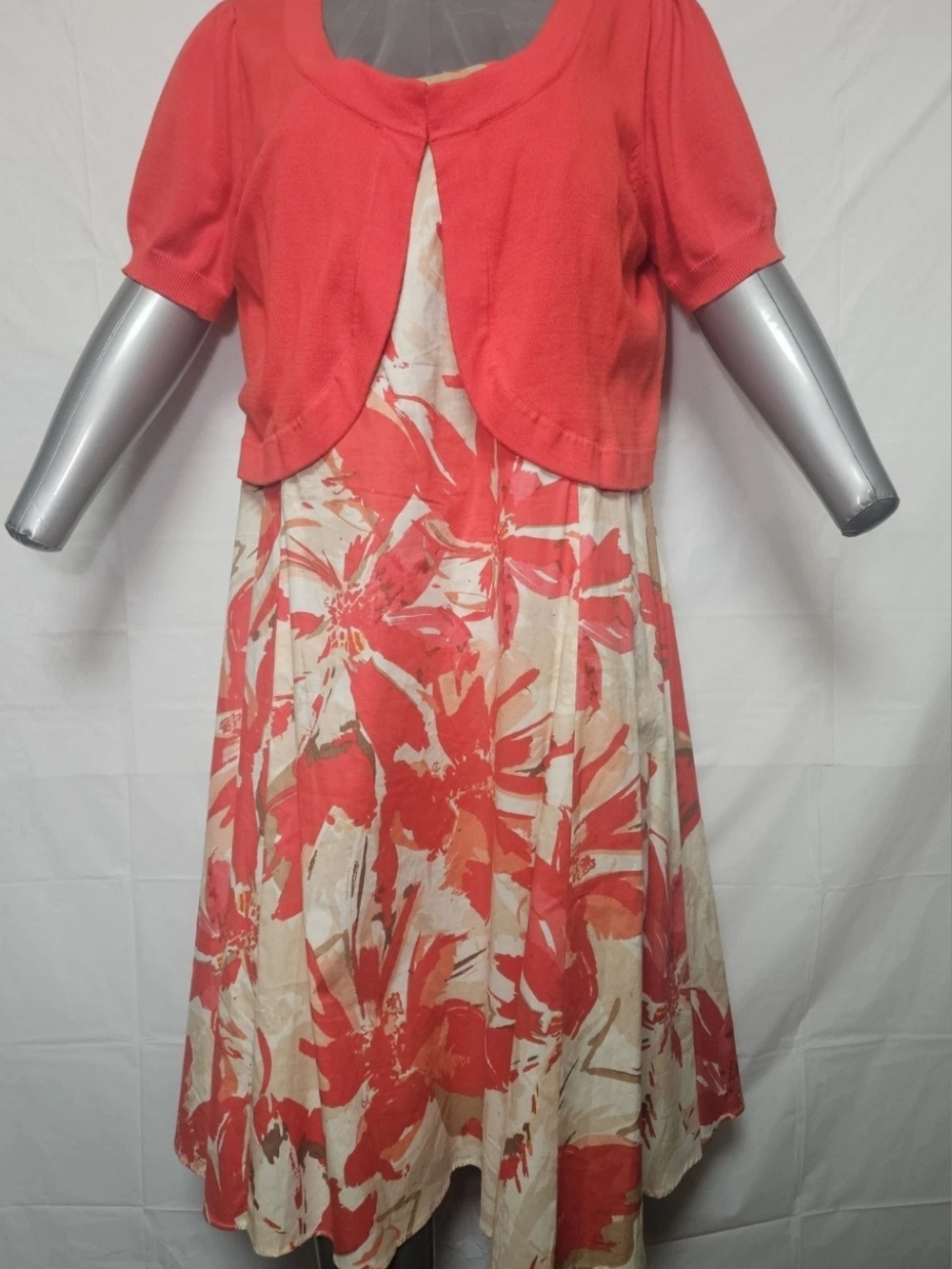 Coral 18 Floral Dress with Bolero Jacket